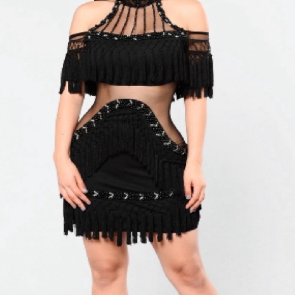Black fringe dress